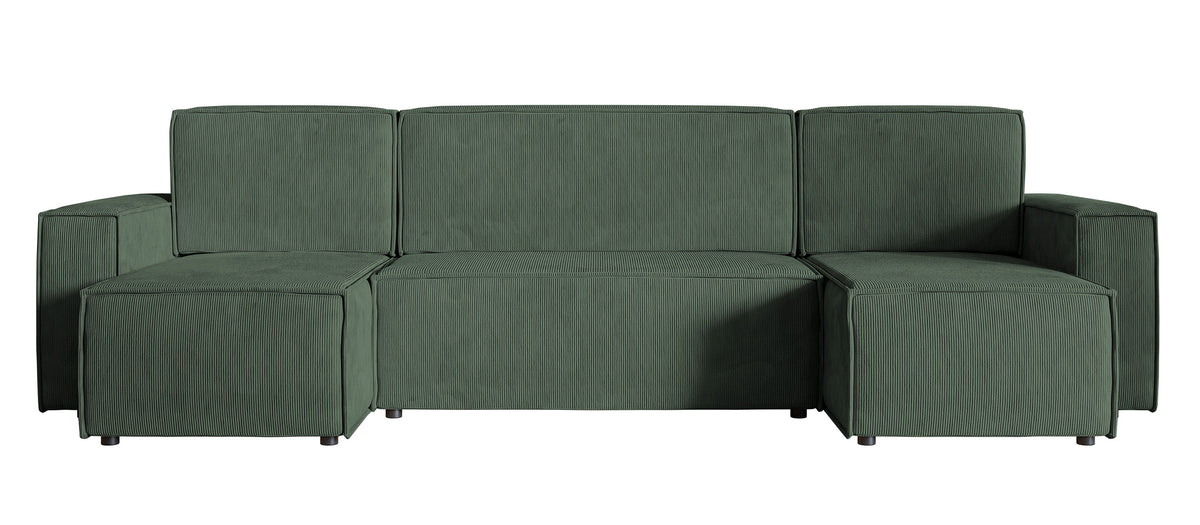 Ecksofa mit Schlaffunktion Copertino U-förmig mit Stauraum, universell, grün, Cord