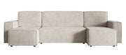 U-förmige Eckcouch Copertino mit Schlafunktion und Stauraum, universell beige Cordstoff