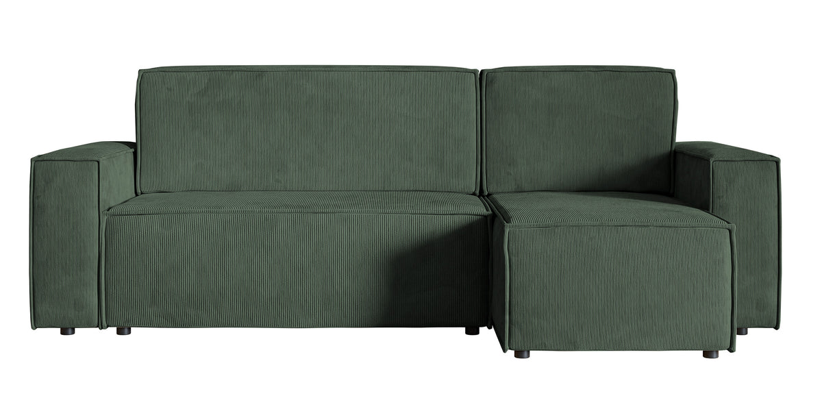Ecksofa mit Schlaffunktion Copertino, L-förmig, mit Stauraum, universell, grün, Cordstoff
