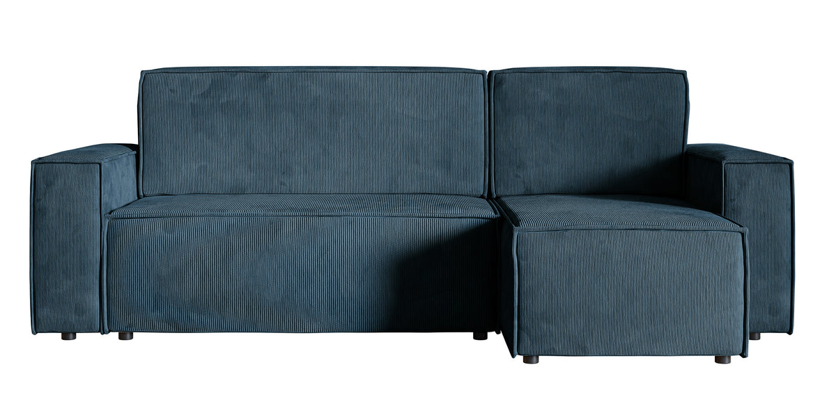 Ecksofa mit Schlaffunktion Copertino, L-förmig, mit Stauraum, universell, dunkelblauer Cordstoff