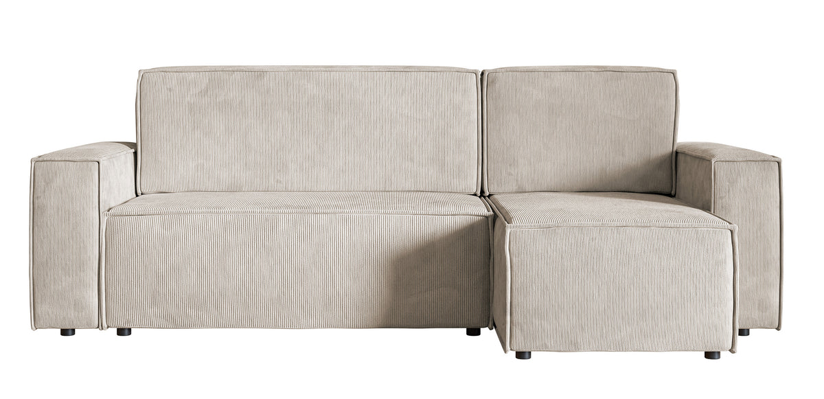 Ecksofa mit Schlaffunktion Copertino, L-förmig, mit Stauraum, universell, beige Cord