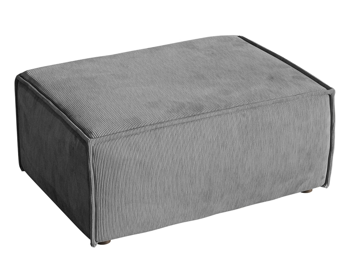 Pouf Copertino 65x90 cm velours côtelé gris clair