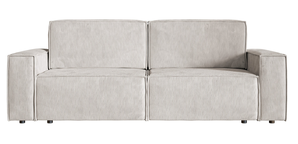 Dreisitziges ausklappbares Sofa Copertino in Sandfarbe, Cordstoff