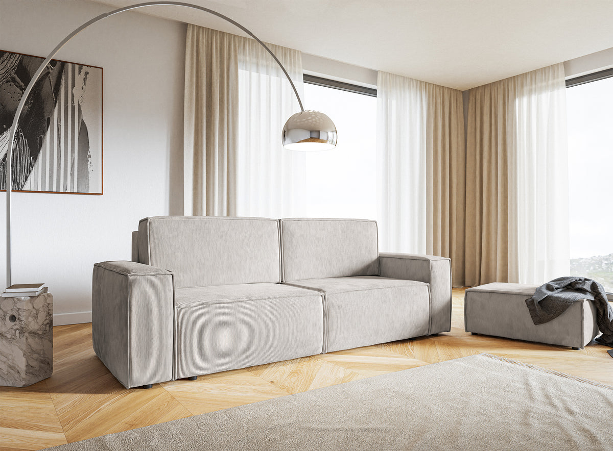 Pouf Copertino 65x90 cm velours côtelé sable