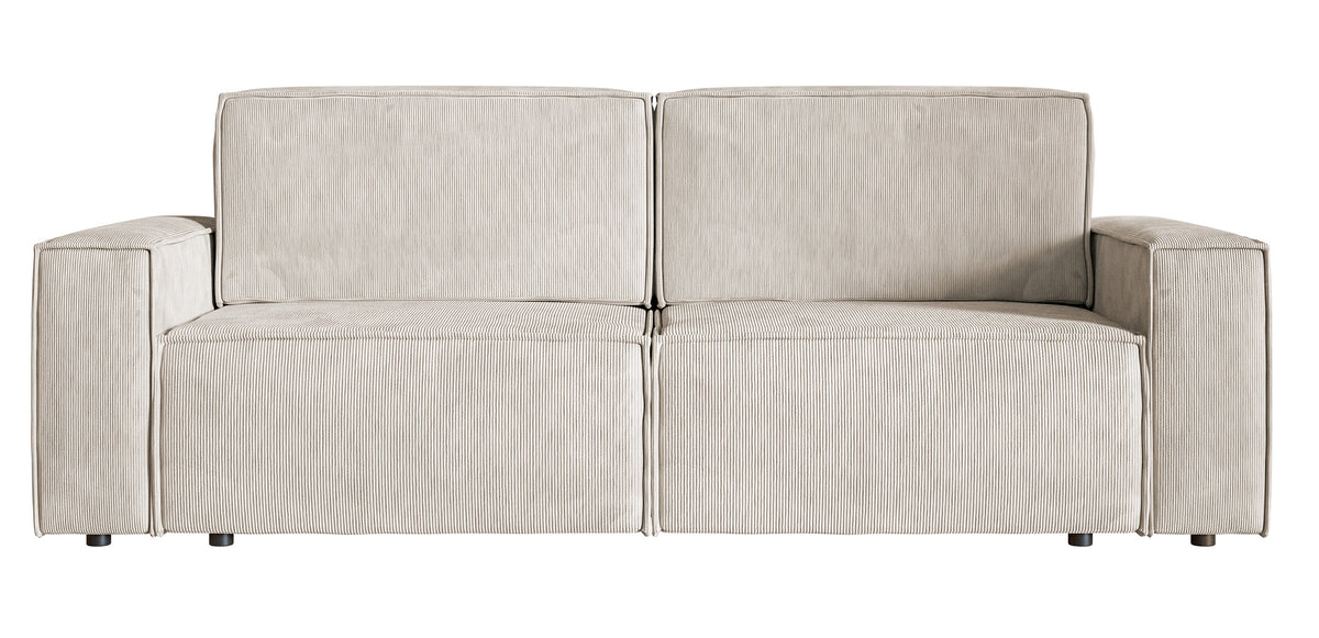 Canapé convertible 3 places Copertino beige en velours côtelé