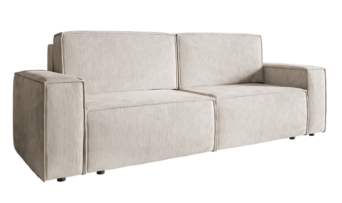 Canapé convertible 3 places Copertino beige en velours côtelé