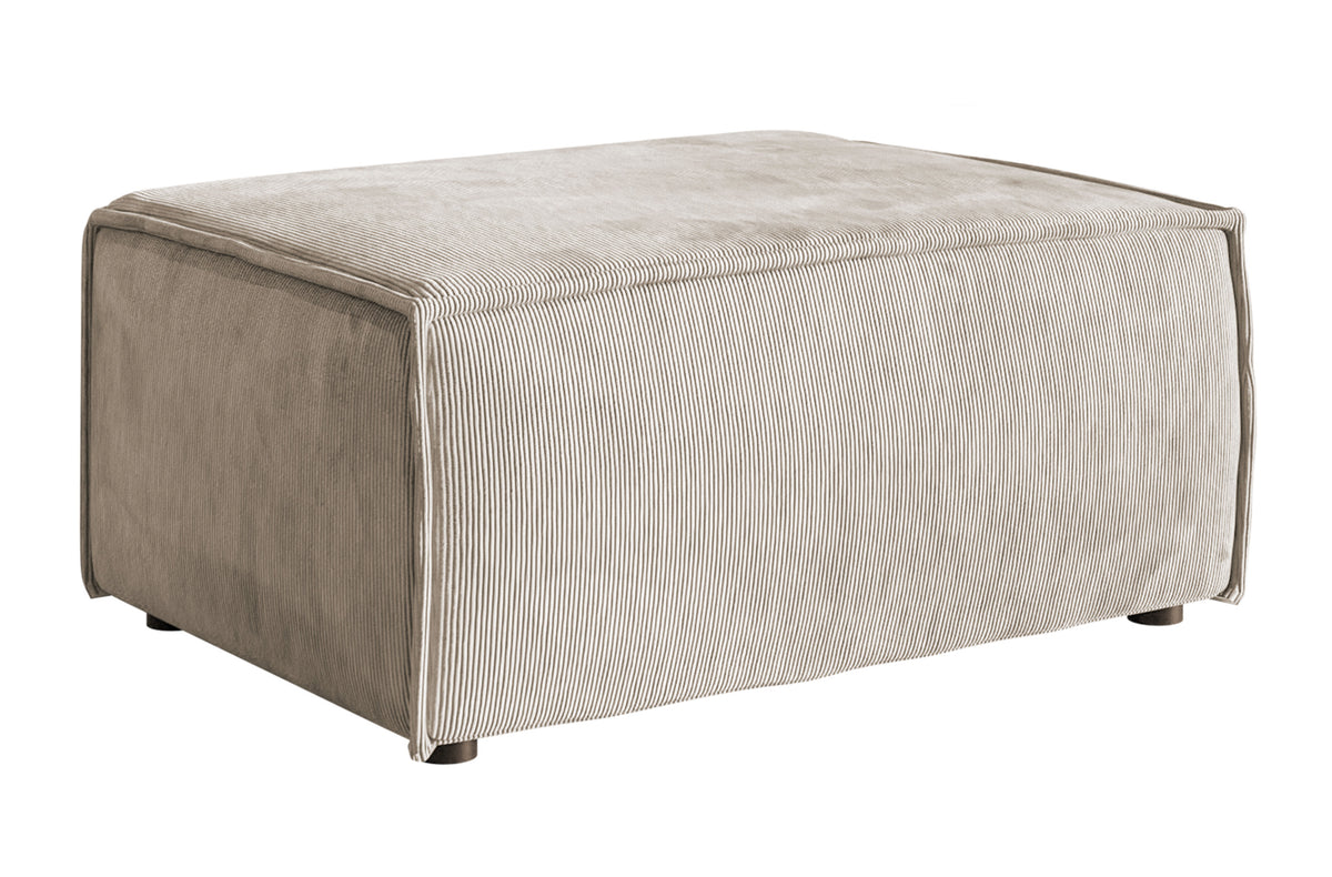 Pouf Copertino 65x90 cm beige en velours côtelé