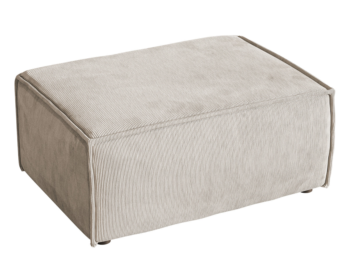 Pouf Copertino 65x90 cm beige en velours côtelé