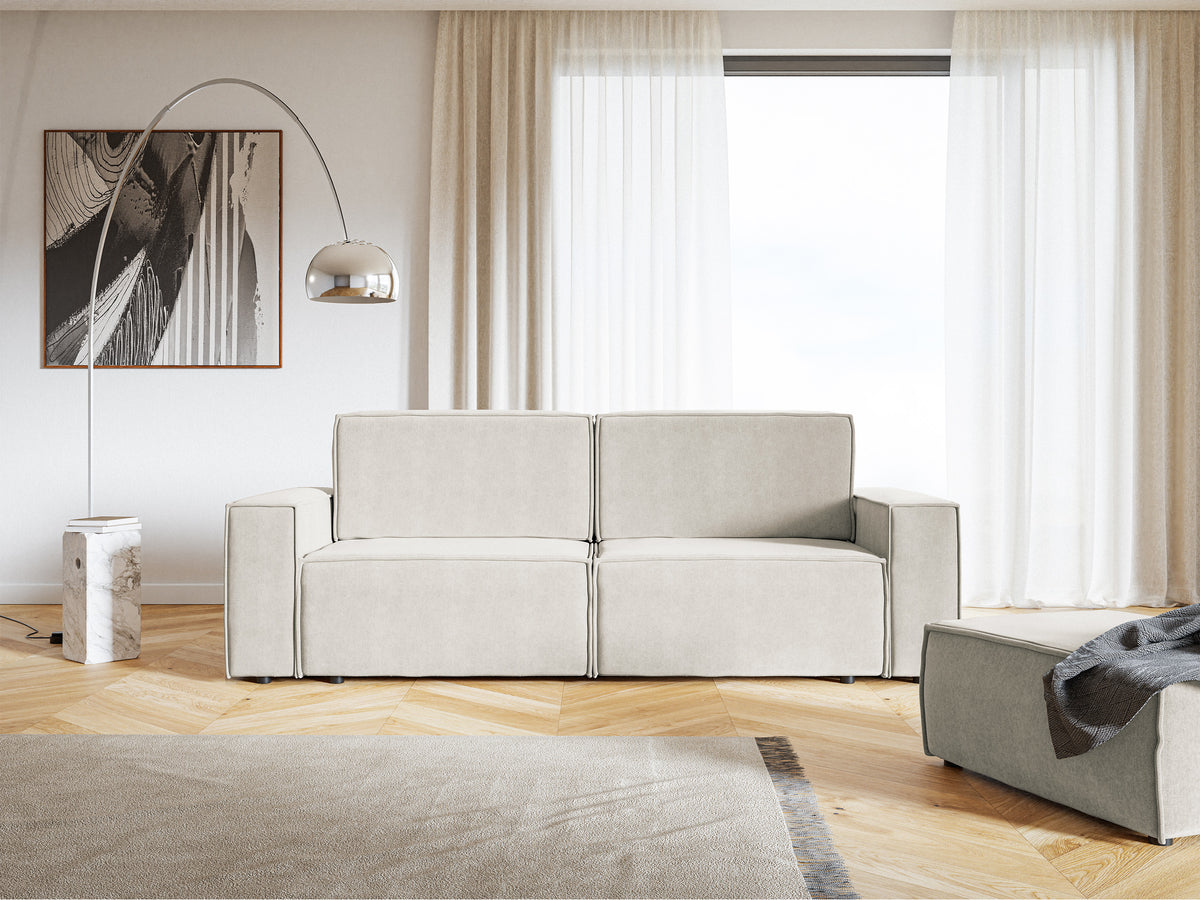 Canapé convertible 3 places Copertino velours hydrofuge beige clair