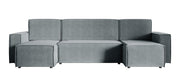 Canapé d'angle convertible Copertino en U avec coffre, universel, velours hydrofuge gris