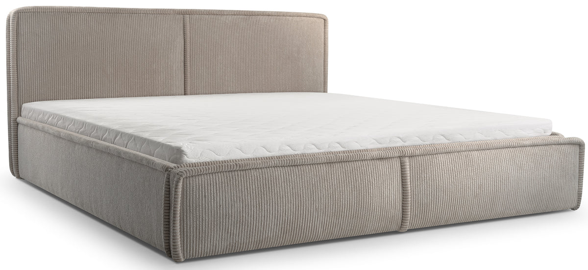 Polsterbett 180x200 cm Cordo mit Stauraum, Holzlattenrost, beige Cordstoff