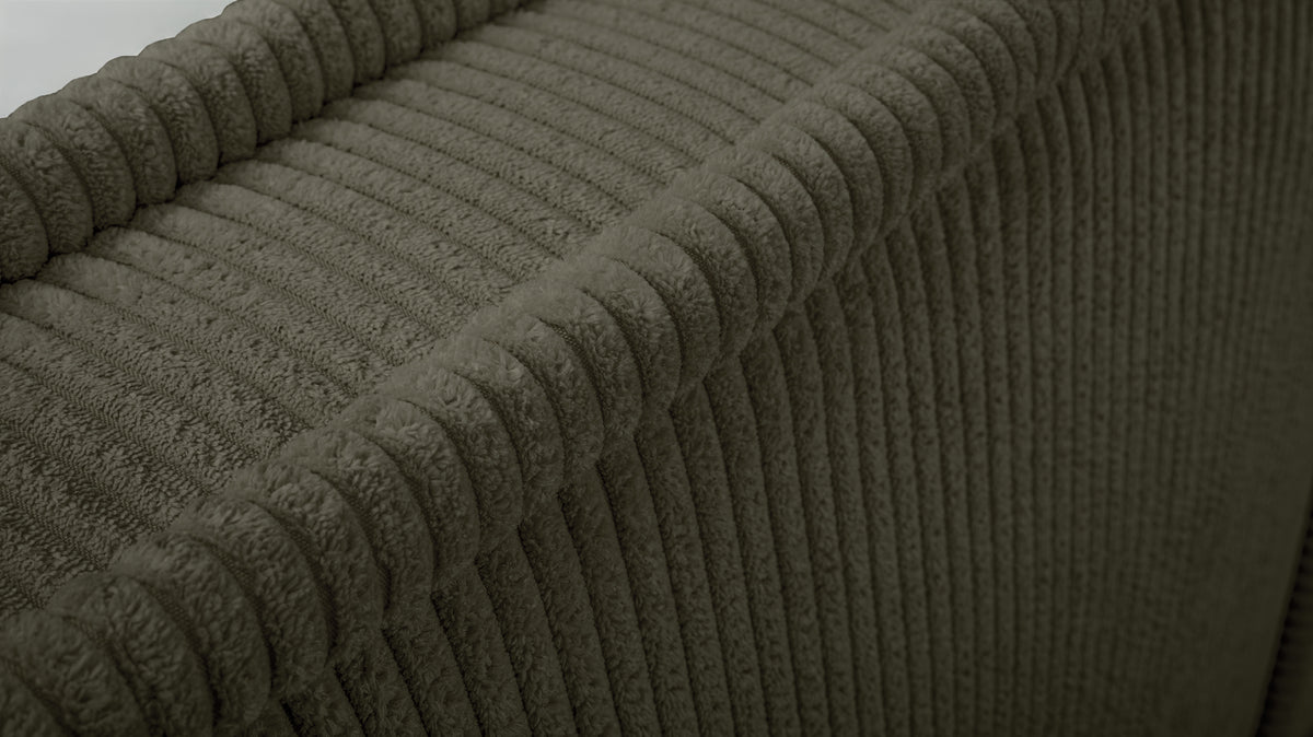 Gepolstertes Bett 160x200 cm Cordo mit Stauraum, Holzlattenrost, olivgrüner Cordstoff