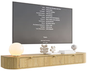 Meuble TV Coru Slim suspendu avec trois tiroirs 175 cm chêne Cremona Torro