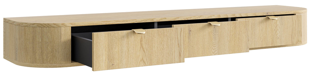 Meuble TV Coru Slim suspendu avec trois tiroirs 175 cm chêne Cremona Torro