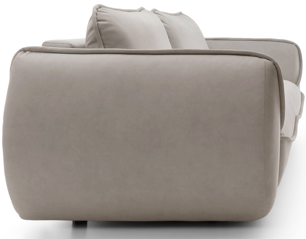 Canapé convertible 3 places Cutie avec coffre beige en velours facile à nettoyer