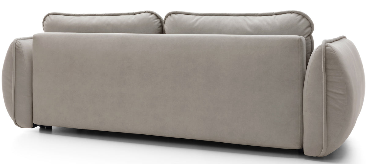 Canapé convertible 3 places Cutie avec coffre beige en velours facile à nettoyer