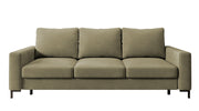 Canapé-lit 3 places Mokpeo avec coffre, velours beige foncé