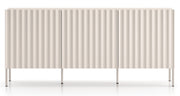 Commode trois portes Derriva avec façades rainurées 170 cm cachemire
