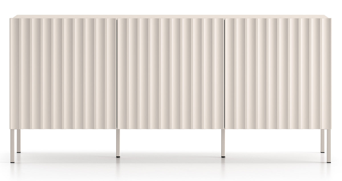 Drehtür-Kommode Derriva mit gerillten Fronten, 170 cm, Kaschmir