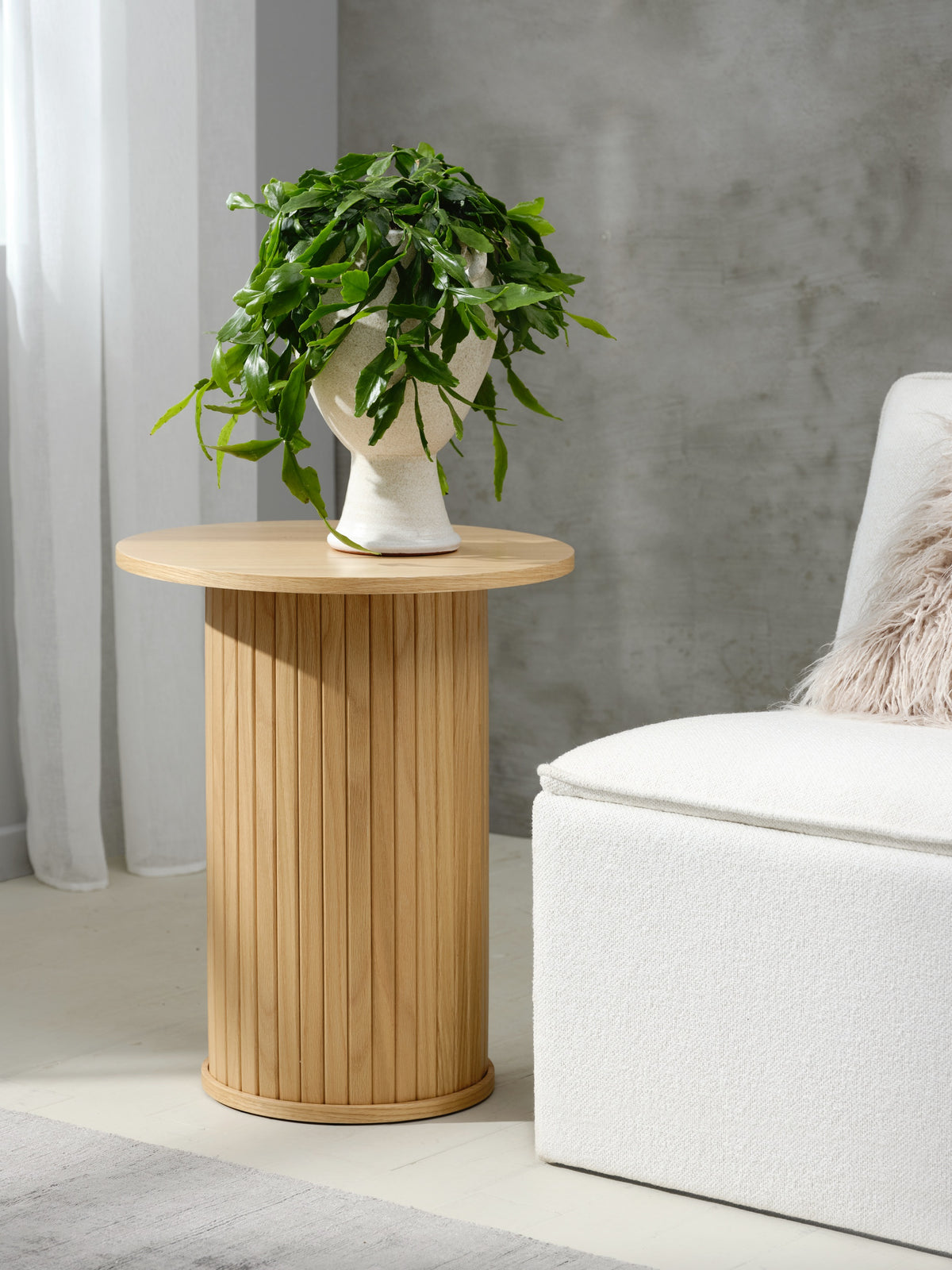 Table basse ronde Gativel 50 cm lames chêne naturel