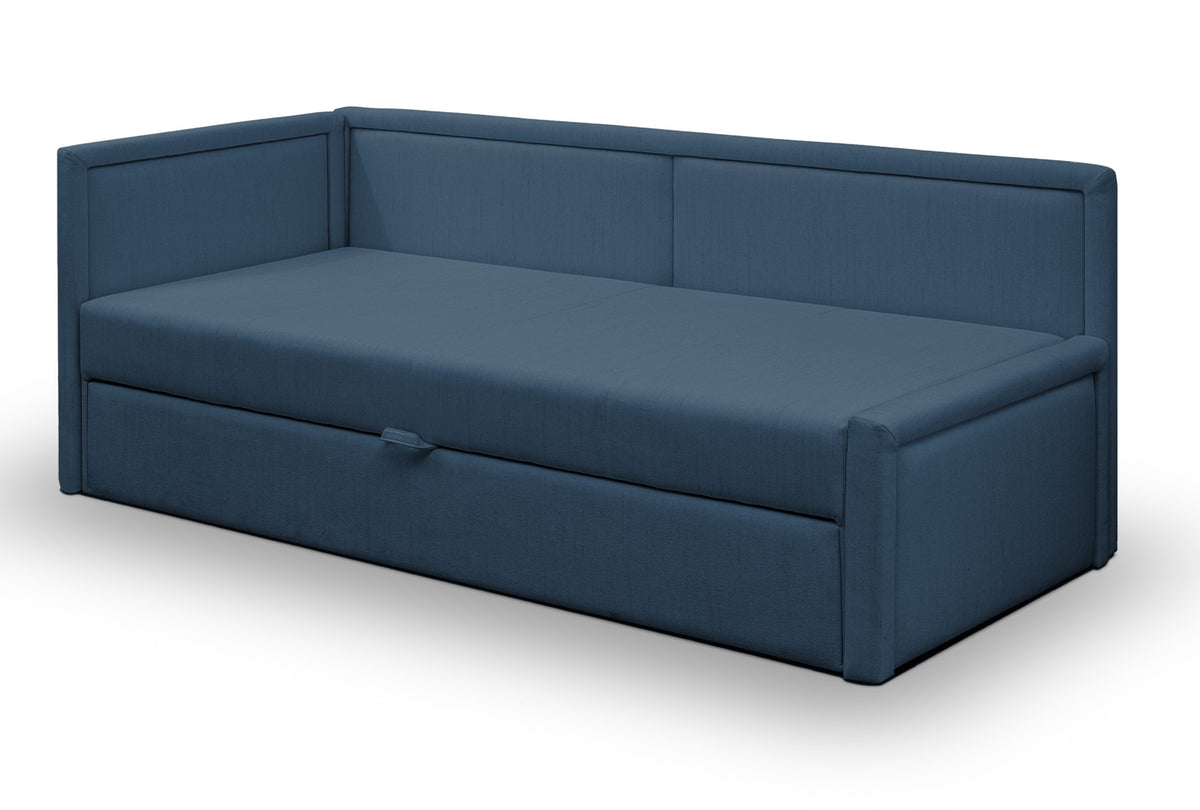 Lit gigogne double Caprili bleu marine tressé universel