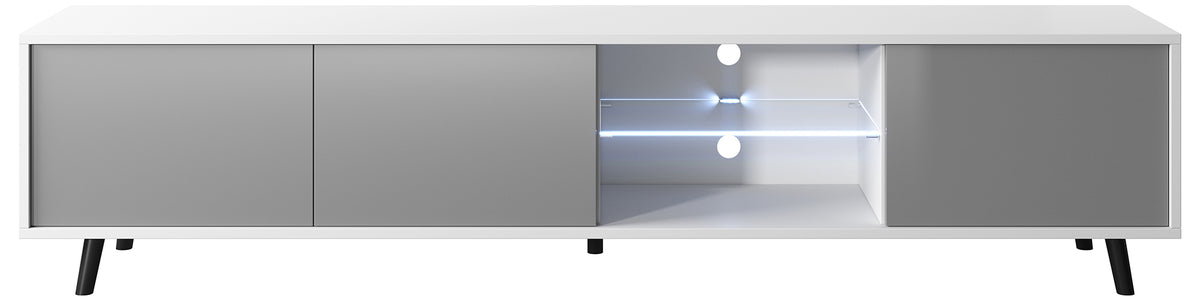 Meuble TV Galhad Blanc mat / Gris brillant