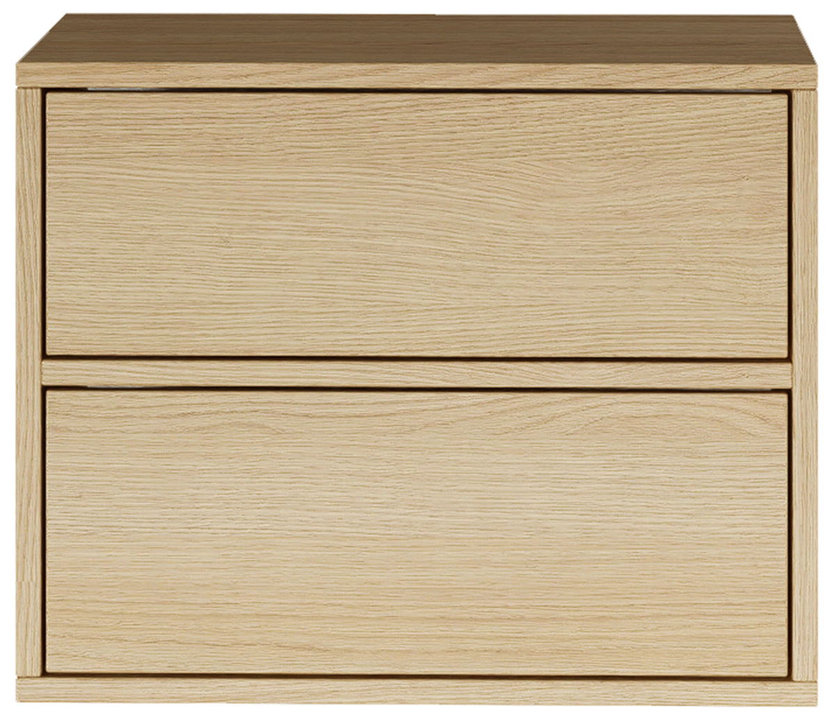Hängender Nachttisch Framme mit zwei Schubladen, 50 cm, Lindberg-Eiche