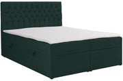Lit continental 140x200 cm Daissy avec rangements et surmatelas velours vert bouteille