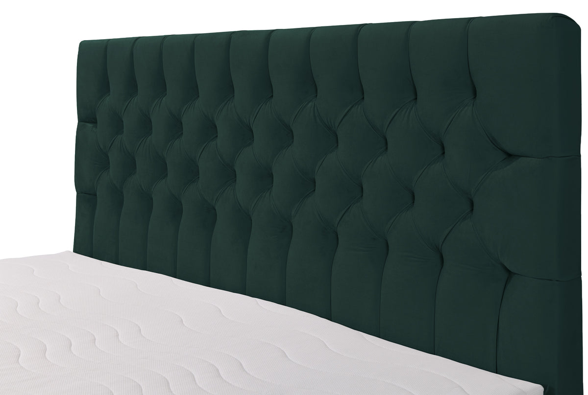 Lit continental 140x200 cm Daissy avec rangements et surmatelas velours vert bouteille