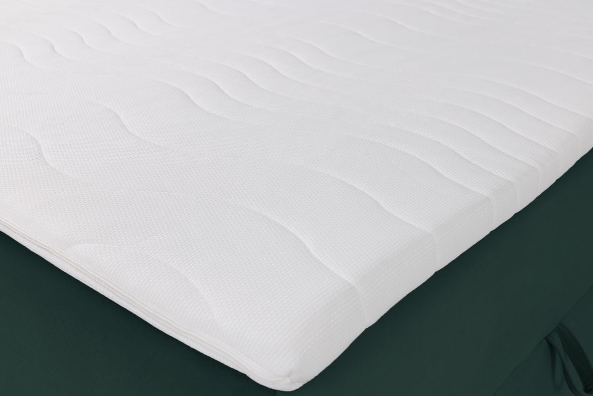 Lit continental 140x200 cm Daissy avec rangements et surmatelas velours vert bouteille