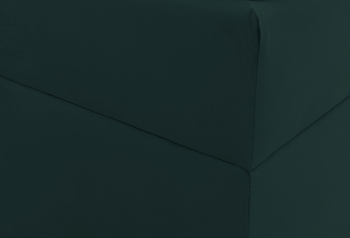 Kontinentales Bett 180x200 cm Daissy mit Stauraum und Topper, Flaschengrün Samt