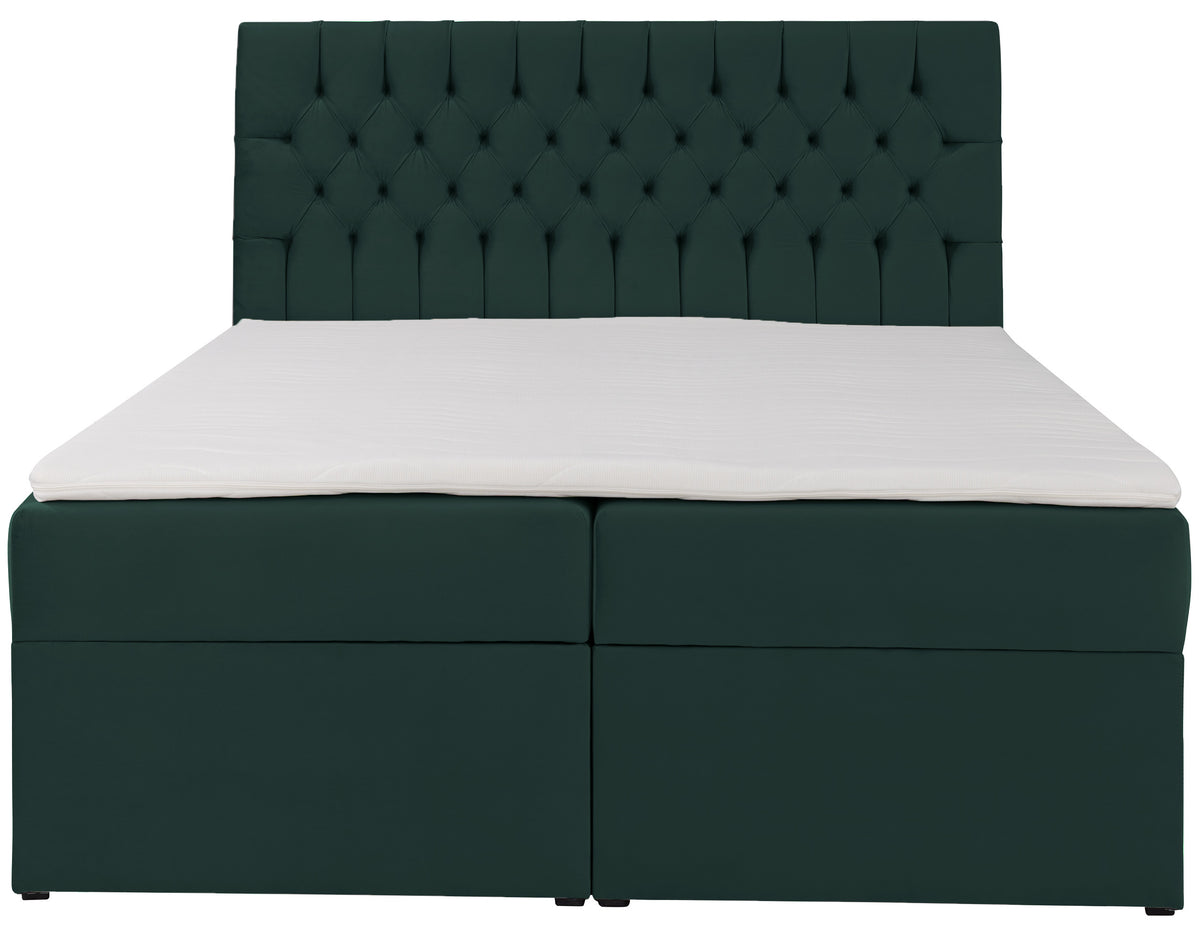Lit continental 140x200 cm Daissy avec rangements et surmatelas velours vert bouteille