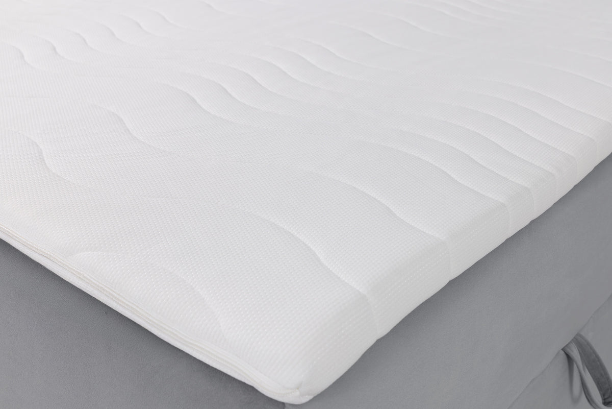 Lit continental 160x200 cm Daissy avec rangements et surmatelas en velours gris