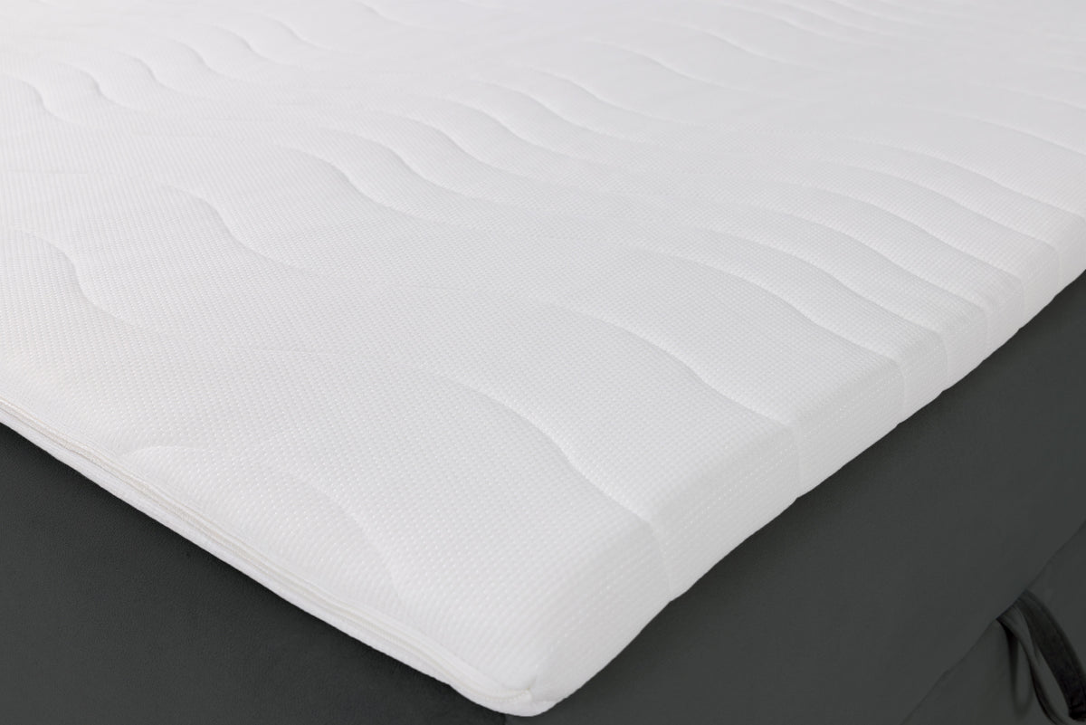 Lit continental 180x200 cm Daissy avec rangements et surmatelas en velours gris foncé