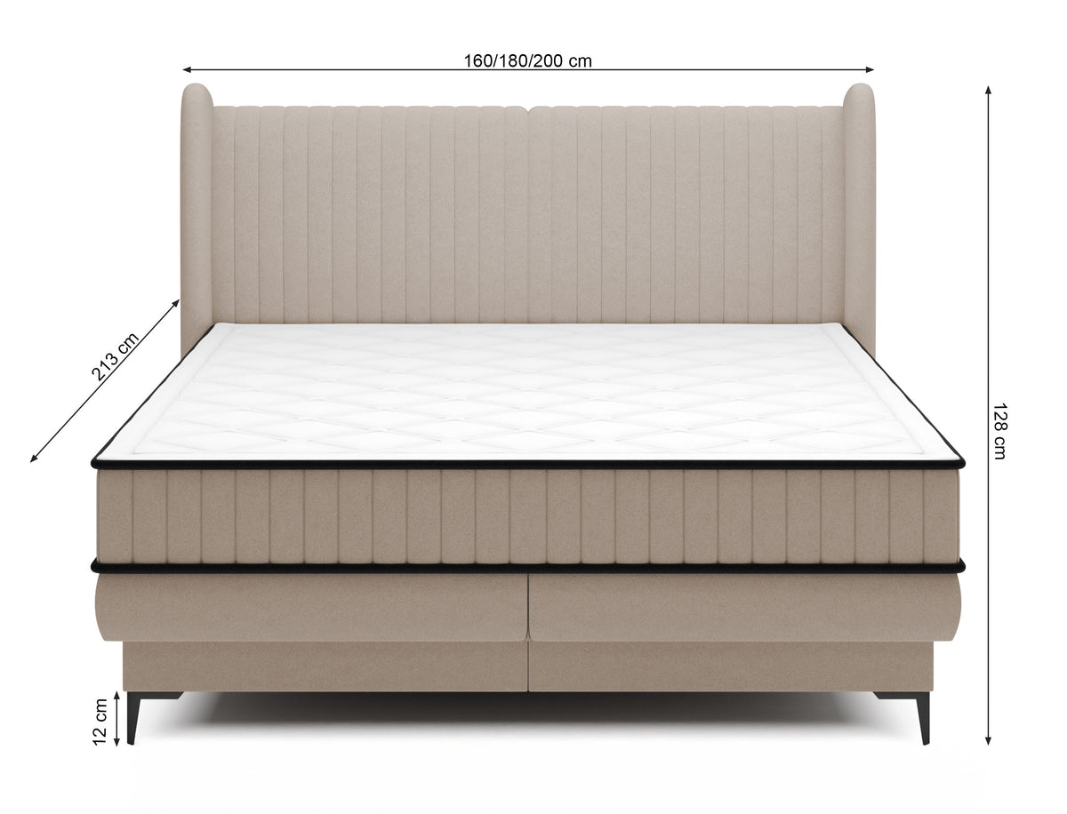 Lit continental 180x200 cm Daliano avec coffre en velours crème