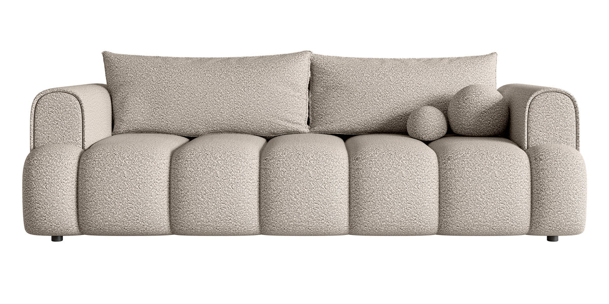 Canapé 3 places Dandelino avec fonction couchage, boucle beige clair