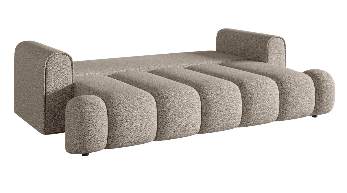 Canapé 3 places Dandelino avec fonction couchage, boucle beige clair