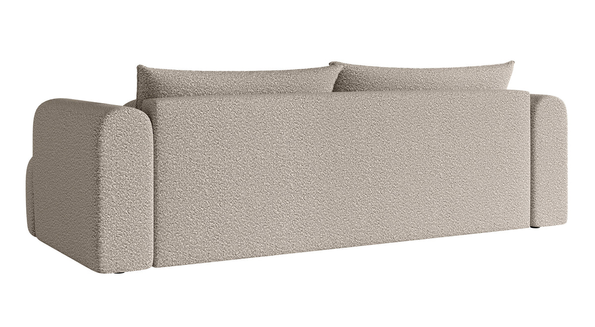 Canapé 3 places Dandelino avec fonction couchage, boucle beige clair