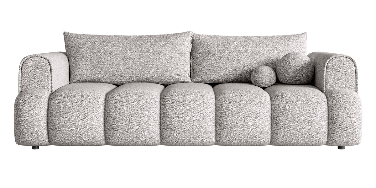 Canapé 3 places Dandelino avec fonction couchage en boucle gris clair