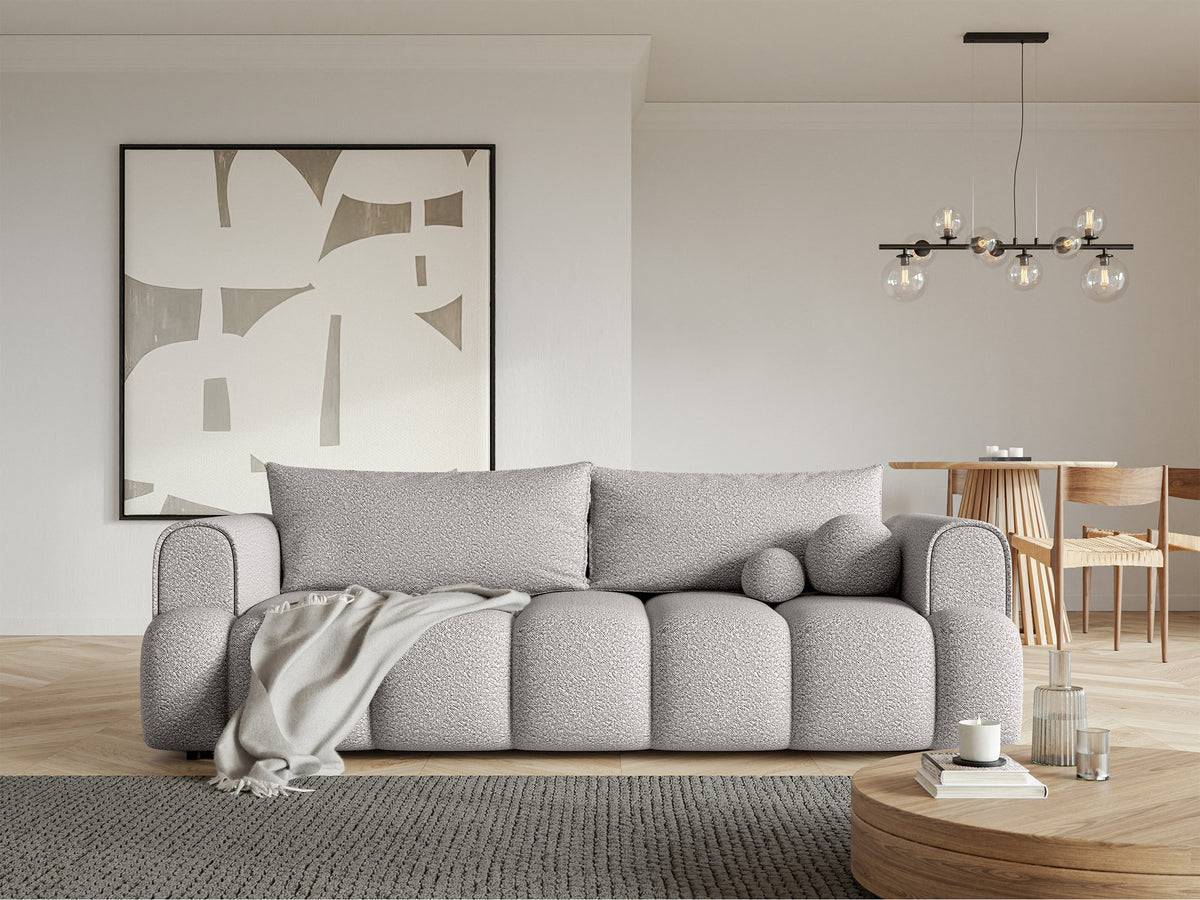 Canapé 3 places Dandelino avec fonction couchage en boucle gris clair
