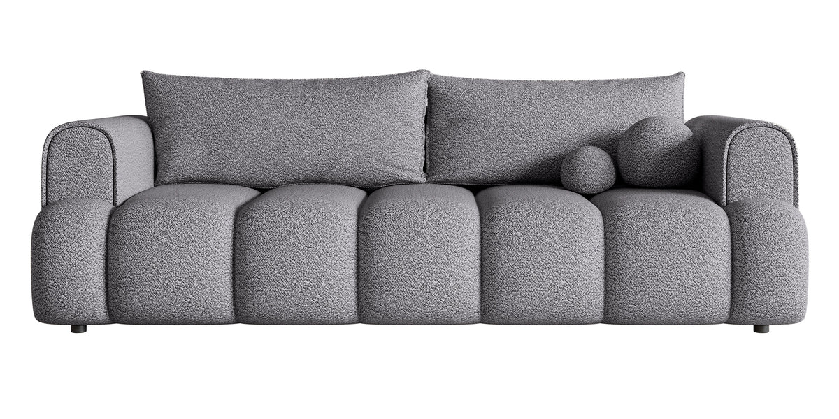Canapé 3 places Dandelino avec fonction couchage en bouclé gris
