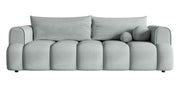 Canapé 3 places Dandelino avec fonction couchage en velours hydrofuge gris clair