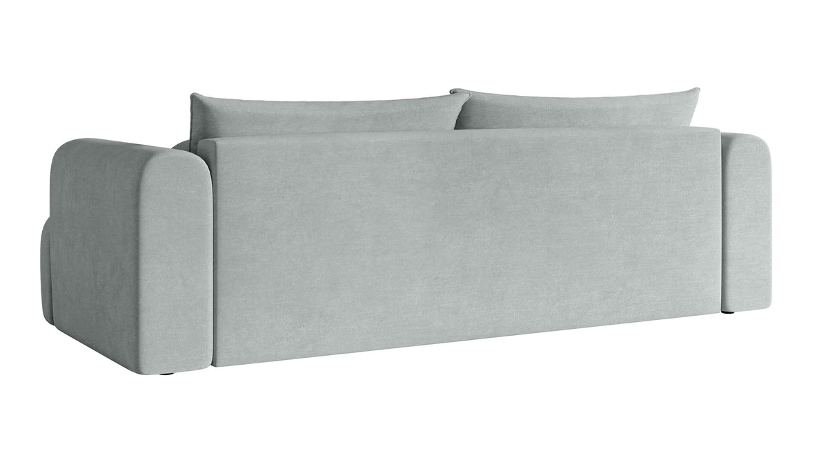 Canapé 3 places Dandelino avec fonction couchage en velours hydrofuge gris clair