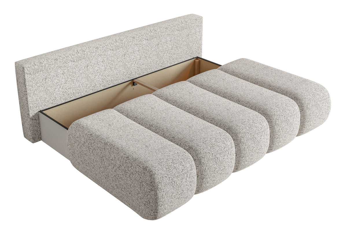 Dreisitziges Sofa Dandelino Mini mit Schlafunktion, beige Flechtoptik