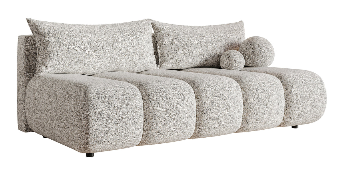 Dreisitziges Sofa Dandelino Mini mit Schlafunktion, beige Flechtoptik