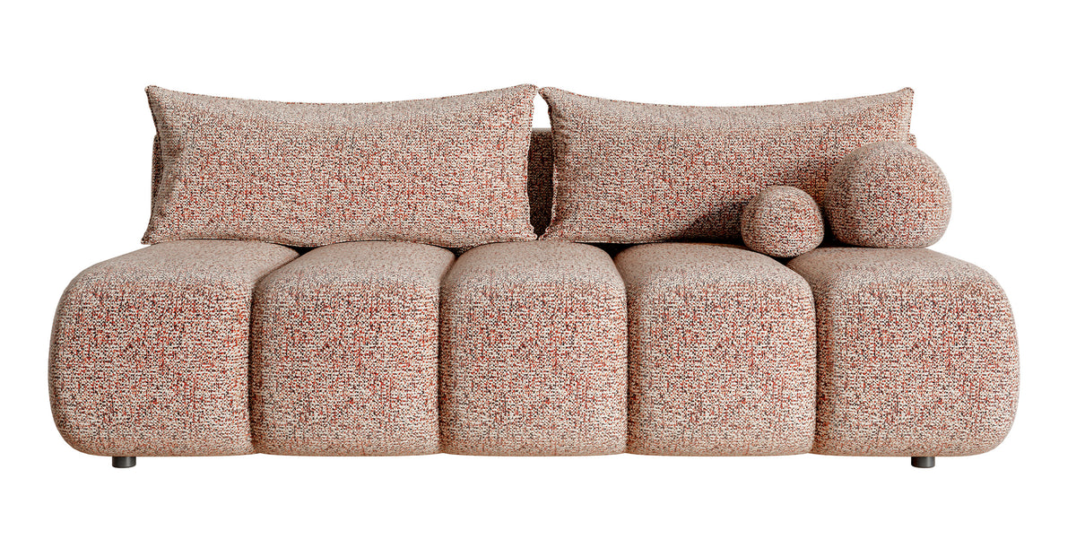 Dreisitziges Sofa Dandelino Mini mit Schlaffunktion, ziegelrotes Geflecht