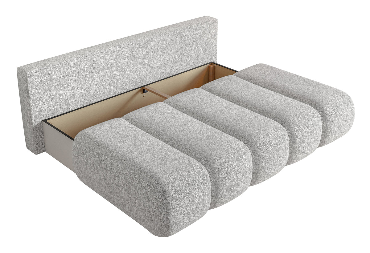 Canapé 3 places Dandelino Mini avec fonction couchage, tissage gris clair