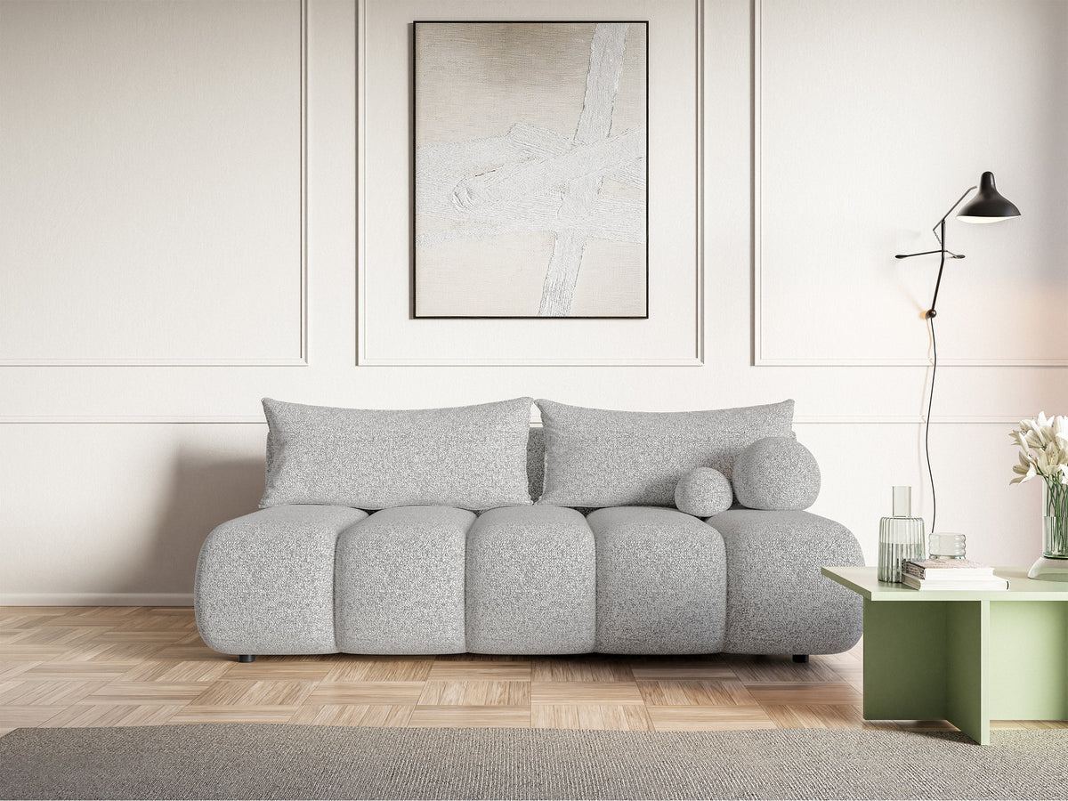 Canapé 3 places Dandelino Mini avec fonction couchage, tissage gris clair