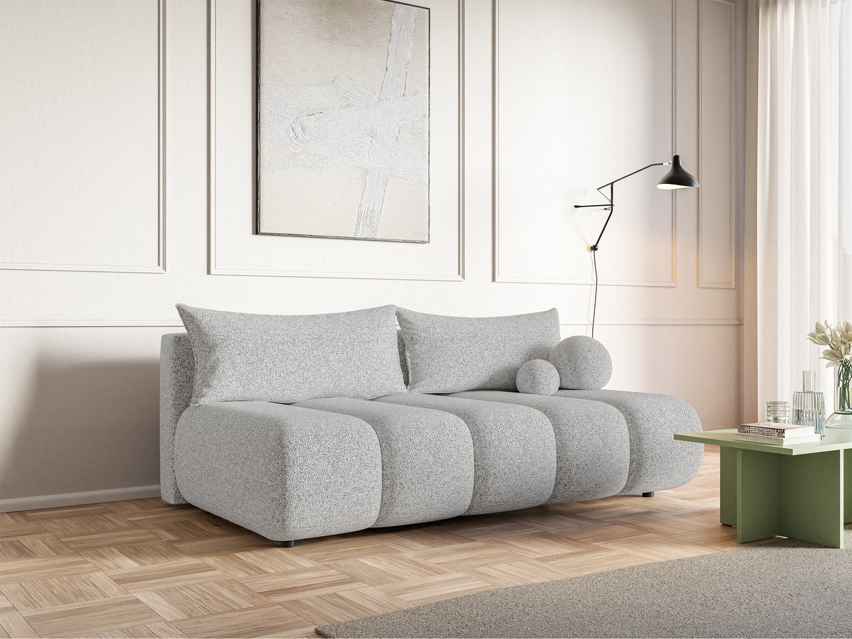 Canapé 3 places Dandelino Mini avec fonction couchage, tissage gris clair