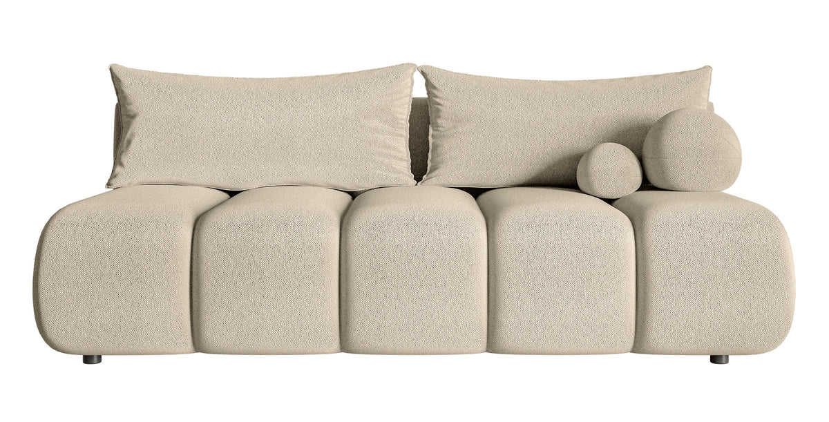 Dreisitziges Sofa Dandelino Mini mit Schlaffunktion, hellbeige Chenille